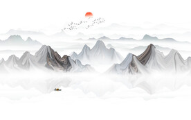 抽象水墨山水画背景墙