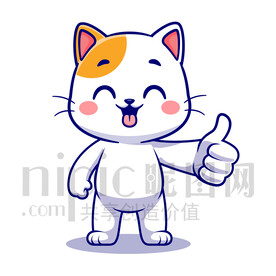 可爱卡通点赞的小猫咪