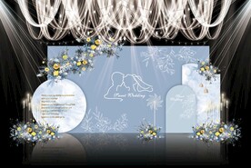 蓝色简约婚礼背景