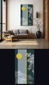 新中式轻奢山水玄关入户装饰画