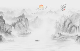 意境水墨山水画