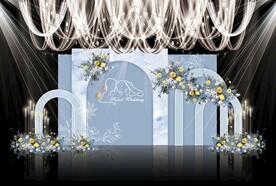 蓝色简约婚礼背景