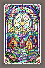 欧陆风情教堂蒂凡尼彩晶玻璃图案