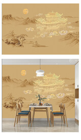 新中式背景轻奢壁画