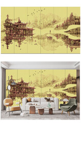 高清意境山水背景墙壁画图