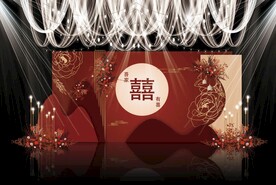 红色中式婚礼背景