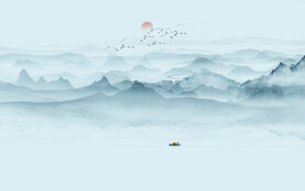 禅意水墨画电视背景墙