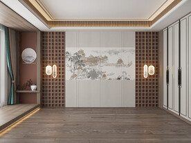 新中式卧室背景墙