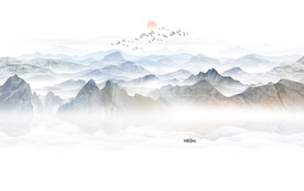 现代山水沙发背景墙画