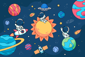 卡通宇宙星球太空宇航员儿童背景