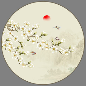 圆形花鸟图