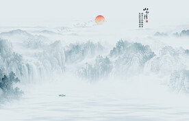 新中式禅意意境山水画