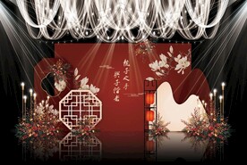 红色中式婚礼背景