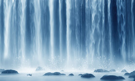 高山流水瀑布山水画