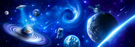 蓝色宇宙星球太空黑洞宇航员背景