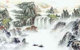 大气 高端中式山水 TiF分层