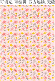  春天花朵图案 粉色花卉 印花