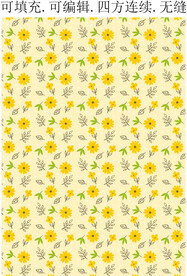 黄色花卉 春天花朵 服装印花