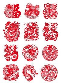 龙剪纸素材