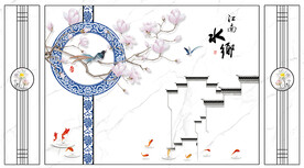 中式江南水乡花鸟背景图