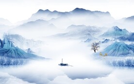 高档 意境中式山水 Tif分层