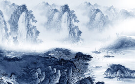 爆款 中式背景山水 TIf分层