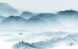 简约 中式背景山水 TIf分层