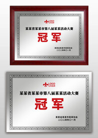 银色金属感冠军荣誉奖牌铜牌牌匾