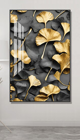 抽象金色银杏叶装饰画