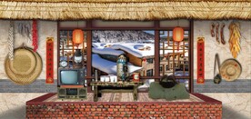 复古80后90后农村民居背景墙