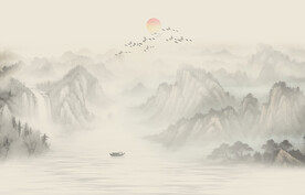 新中式山水背景墙