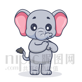 可爱卡通大象握拳