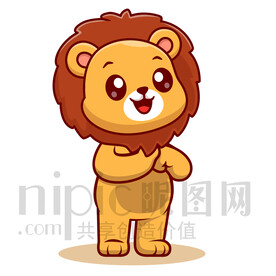 可爱卡通握拳的小狮子