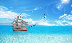 蓝色大海背景墙