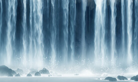 高山流水瀑布山水画