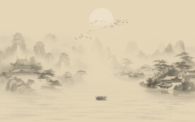 新中式山水画背景墙