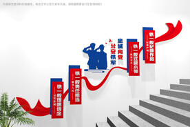 四个铁一般公安楼梯文化墙
