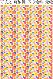 水果印花图案 夏季水果 桃子 