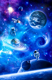 太空星球宇航员火箭黑洞星空背景