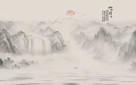 工笔国画山水图