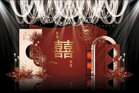 红色中式婚礼背景