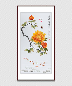 新中式牡丹九鱼图