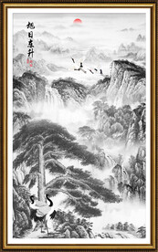 水墨国画迎客松