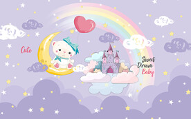 可爱卡通月亮小熊儿童房背景墙