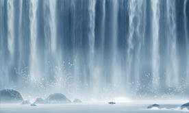 流水生财瀑布山水画