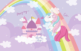 可爱卡通独角兽儿童房背景墙