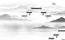 极简 灰色中式山水 TiF分层