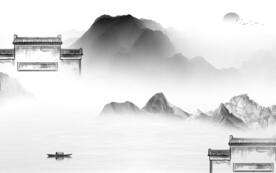 淡雅 灰色中式山水 TiF分层