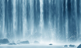 流水生财瀑布山水幕墙