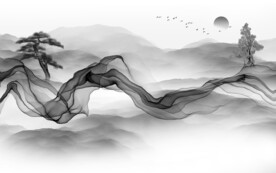 高端 灰色意境山水 Tif分层